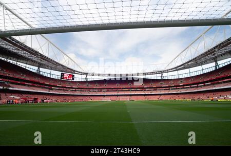 28 ottobre 2023; Emirates Stadium, Londra, Inghilterra; Premier League Football, Arsenal contro lo Sheffield United; vista dello stadio e del campo Emirates Foto Stock