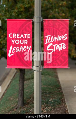 NORMAL, il, USA - 18 OTTOBRE 2023: Bandiera scolastica nel campus dell'Illinois State University. Foto Stock