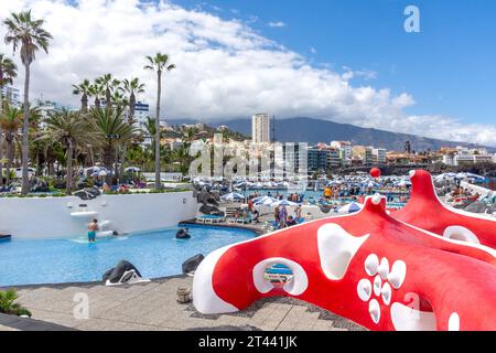 Lago Martiánez, Puerto de la Cruz, Tenerife, Isole Canarie, Regno di Spagna Foto Stock