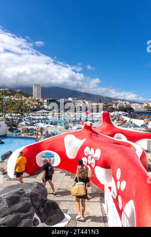 Lago Martiánez, Puerto de la Cruz, Tenerife, Isole Canarie, Regno di Spagna Foto Stock