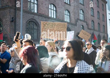 Monaco, Germania. 28 ottobre 2023. Il 28 ottobre 2023, migliaia di partecipanti si sono riuniti a Karl-Stuetzel-Platz a Monaco di Baviera, in Germania, per manifestare insieme per un immediato cessate il fuoco e per mostrare la loro solidarietà alla Palestina. Hanno deliberatamente parlato contro l'antisemitismo e il razzismo e hanno chiesto la pace per Gaza e la fine della guerra. (Foto di Alexander Pohl/Sipa USA) credito: SIPA USA/Alamy Live News Foto Stock