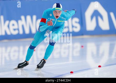 Heerenveen, Paesi Bassi. 27 ottobre 2023. HEERENVEEN, PAESI BASSI - OTTOBRE 27: Gert Wierda gareggia sui 5000m maschili durante il pattinaggio di velocità WCQT il 27 ottobre 2023 a Heerenveen, Paesi Bassi (foto di Andre Weening/Orange Pictures) credito: Orange Pics BV/Alamy Live News Foto Stock