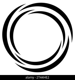 Cornice per striscioni rotonda, splendida cornice a onde turbolente, elemento calligrafico con logo Illustrazione Vettoriale