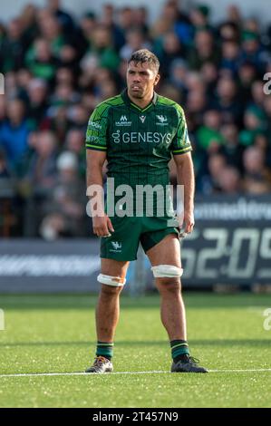 Galway, Irlanda. 28 ottobre 2023. Jarrad Butler di Connacht durante lo United Rugby Championship Round 2 match tra Connacht Rugby e Glasgow Warriors allo Sportsground di Galway, Irlanda, il 28 ottobre 2023 (foto di Andrew SURMA/ Credit: SIPA USA/Alamy Live News Foto Stock