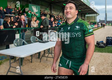 Galway, Irlanda. 28 ottobre 2023. Denis Buckley di Connacht dopo il match del secondo round del campionato di rugby United tra Connacht Rugby e Glasgow Warriors allo Sportsground di Galway, Irlanda, il 28 ottobre 2023 (foto di Andrew SURMA/ Credit: SIPA USA/Alamy Live News Foto Stock