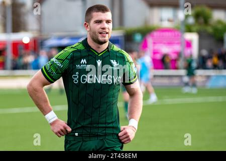 Galway, Irlanda. 28 ottobre 2023. Diarmuid Kilgallen del Connacht dopo la partita del secondo round dello United Rugby Championship tra Connacht Rugby e Glasgow Warriors allo Sportsground di Galway, Irlanda, il 28 ottobre 2023 (foto di Andrew SURMA/ Credit: SIPA USA/Alamy Live News Foto Stock