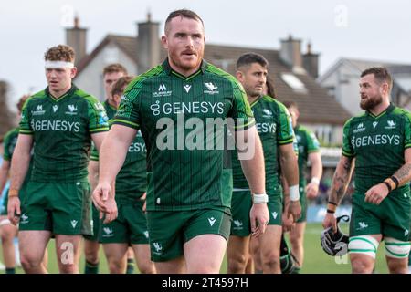 Galway, Irlanda. 28 ottobre 2023. Peter Dooley del Connacht dopo la partita del secondo round dello United Rugby Championship tra Connacht Rugby e Glasgow Warriors allo Sportsground di Galway, Irlanda, il 28 ottobre 2023 (foto di Andrew SURMA/ Credit: SIPA USA/Alamy Live News Foto Stock