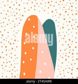 Sfondo artistico contemporaneo disegnato a mano con varie forme organiche e punti. Collage artistico alla moda. Modello di banner estetico per social network Illustrazione Vettoriale