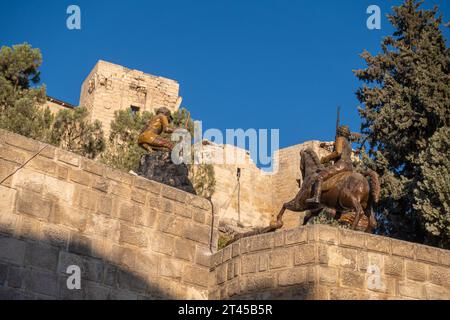 Statue di soldati al castello di gaziantep in Turchia Foto Stock