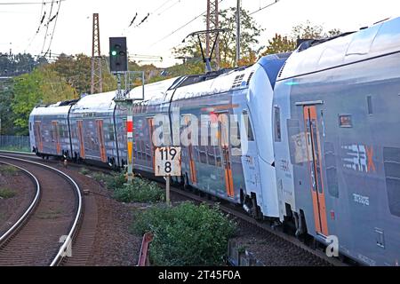 Hauptbahnhöfe im Ruhrgebiet Bahnbetieb am Hauptbahnhof von Mülheim an der Ruhr, der der wichtigste Verkehrsknotenpunkt im westlichen Ruhrgebiet ist. Mülheim-an-der-Ruhr Hauptbahnho Nordrhein-Westfalen Deutschland *** stazioni principali nella zona della Ruhr esercizio ferroviario presso la stazione principale di Mülheim an der Ruhr, che è il più importante hub di trasporto nella zona occidentale della Ruhr Mülheim an der Ruhr Hauptbahnho Renania settentrionale Vestfalia Germania crediti: Imago/Alamy Live News Foto Stock