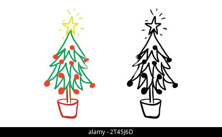Albero di Natale disegno a mano illustrazione Illustrazione Vettoriale