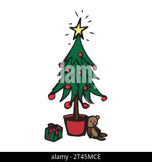 Albero di Natale disegno a mano illustrazione Illustrazione Vettoriale