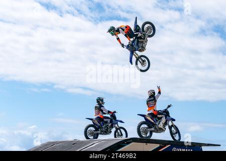 Gold Coast, Australia. 29 ottobre 2023. I rider FMX Airtime che si esibiscono al Boost Mobile Gold Goast 500. Crediti: James Forrester/Alamy Live News Foto Stock