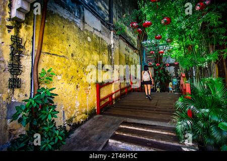 Il Kwai Chai Hong è il segreto meglio custodito dell'area di Chinatown a Kuala Lumpur, con gli edifici pre-bellici restaurati con amore, destinati ad essere il punto di riferimento turistico Foto Stock