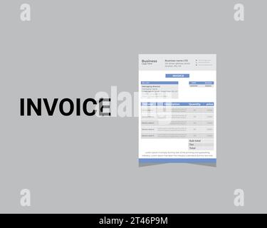 Modello di disegno fattura aziendale minimo illustrazione vettoriale modulo di fatturazione fattura fattura prezzo fattura. Illustrazione Vettoriale