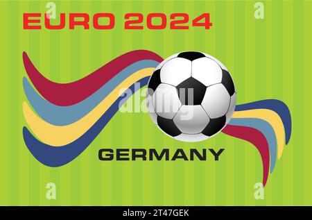 Torneo di calcio euro 2024 Germania - UEFA EURO 2024 prende il via venerdì 14 giugno a Monaco di Baviera e termina con la finale a Berlino domenica 14 luglio. Illustrazione Vettoriale