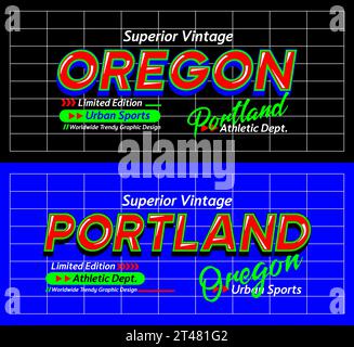 Oregon Portland urban Modern Sports typeface Superior vintage, tipografia, per t-shirt, poster, etichette, ecc.. Illustrazione Vettoriale