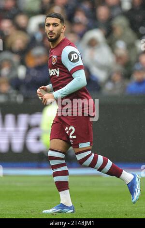 Londra, Regno Unito. 29 ottobre 2023. Said Benrahma #22 del West Ham United durante la partita di Premier League West Ham United vs Everton allo stadio London, Londra, Regno Unito, 29 ottobre 2023 (foto di Mark Cosgrove/News Images) a Londra, Regno Unito il 10/29/2023. (Foto di Mark Cosgrove/News Images/Sipa USA) credito: SIPA USA/Alamy Live News Foto Stock