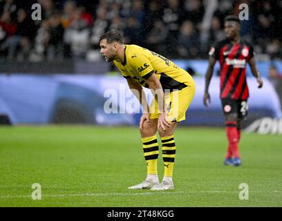 29 ottobre 2023, Assia, Francoforte sul meno: Calcio, Bundesliga, Eintracht Francoforte - Borussia Dortmund, Matchday 9, presso Deutsche Bank Park. Niclas Füllkrug di Dortmund reagisce. Foto: Arne Dedert/dpa - NOTA IMPORTANTE: In conformità ai requisiti della DFL Deutsche Fußball Liga e del DFB Deutscher Fußball-Bund, è vietato utilizzare o far utilizzare fotografie scattate nello stadio e/o della partita sotto forma di immagini di sequenza e/o serie di foto simili a video. Foto Stock