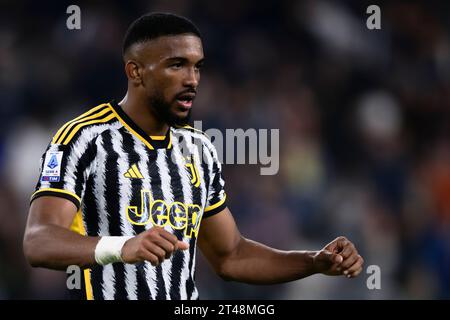 Gleison Bremer della Juventus FC celebra durante la partita di serie A tra Juventus FC e Hellas Verona FC. Foto Stock