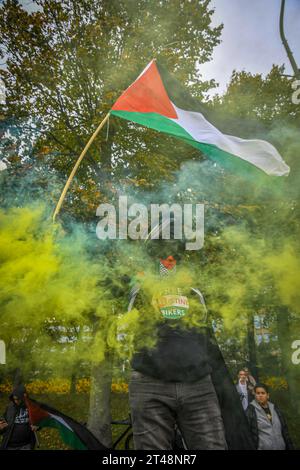 L'Aia, Paesi Bassi. 29 ottobre 2023. L'Aia, Paesi Bassi, 29 ottobre 2023. Poche migliaia di persone hanno protestato per una Palestina libera e contro la guerra a Gaza. Crediti: Pmvfoto/Alamy Live News Foto Stock