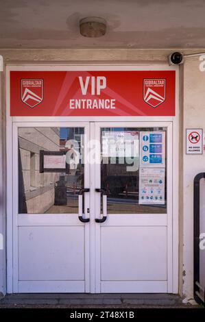 Victoria Stadium, stadio nazionale della squadra di calcio di Gibilterra Foto Stock