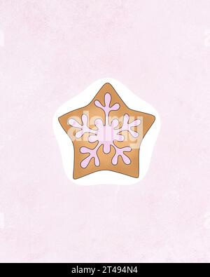 Pan di zenzero - adesivo natalizio, pan di zenzero natalizio. Felice anno nuovo. Buon Natale. Festeggiamenti di Capodanno e Natale. Foto Stock