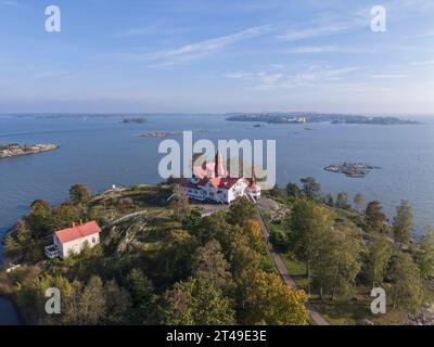 L'arcipelago urbano di Helsinki in una vista panoramica aerea Foto Stock