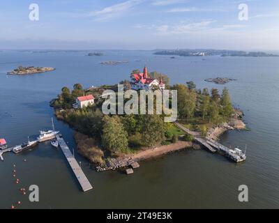 L'arcipelago urbano di Helsinki in una vista panoramica aerea Foto Stock