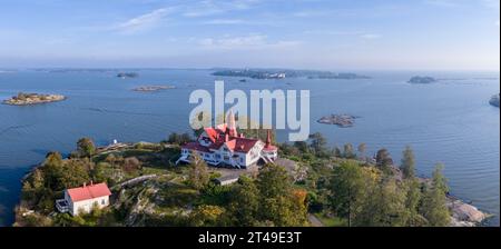 L'arcipelago urbano di Helsinki in una vista panoramica aerea Foto Stock