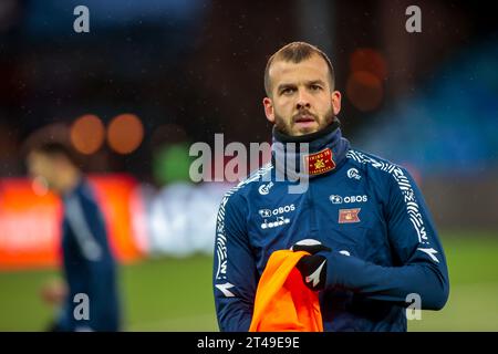 Drammen, Norvegia, 29 ottobre 2023. Il Viking's Zlatko Tripic prima della partita Eliteserien tra Strømsgodset e Viking al Marienlyst Stadium di Drammen. Crediti: Frode Arnesen/Alamy Live News Foto Stock