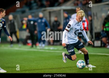 Drammen, Norvegia, 29 ottobre 2023. Harald Nilsen Tangen del Viking nella partita Eliteserien tra Strømsgodset e Viking allo Stadio Marienlyst di Drammen. Crediti: Frode Arnesen/Alamy Live News Foto Stock