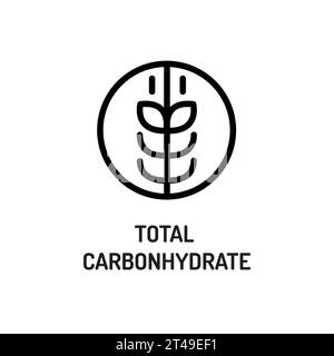 Icona nera linea carboidrati totali. Dati nutrizionali. Illustrazione Vettoriale