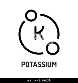 Icona nera con linea di potassio. Dati nutrizionali. Illustrazione Vettoriale