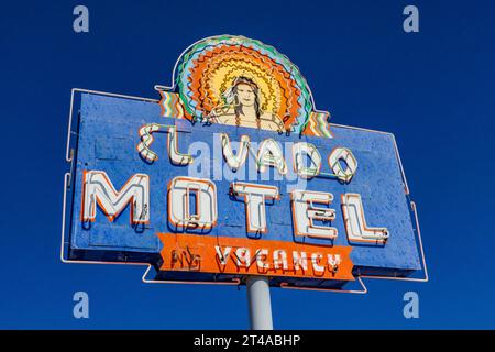El vado Motel lungo la Route 66 ad Albuquerque, New Mexico, USA [Nessuna pubblicazione di proprietà; solo licenze editoriali] Foto Stock