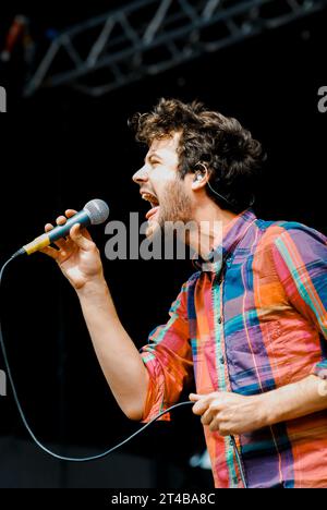 Michael Angelakos - Passion Pit, V2010, Hylands Park, Chelmsford, Essex, Regno Unito - 21 agosto 2010 Foto Stock