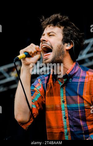 Michael Angelakos - Passion Pit, V2010, Hylands Park, Chelmsford, Essex, Regno Unito - 21 agosto 2010 Foto Stock