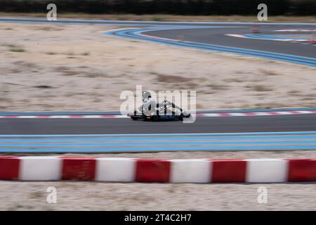 Gare di go-kart su pista aperta al circuito di Karting Paul Ricard Foto Stock