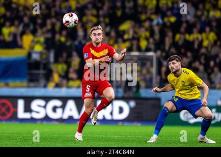 Broendby, Danimarca. 29 ottobre 2023. Martin Frese (5) dell'FC Nordsjaelland visto durante il 3F Superliga match tra Broendby IF e FC Nordsjaelland al Broendby Stadion di Broendby. (Foto: Gonzales Photo/Alamy Live News Foto Stock