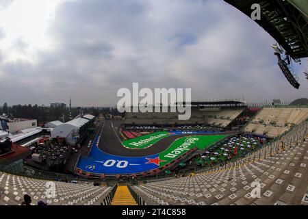 Città DEL MESSICO, Messico. 29 ottobre 2023. Vista sullo stadio del circuito messicano prima del Gran Premio di Formula 1 messicano che si tiene nel Magdalena Mixhuca Park nell'autodromo Hernando Rodriguez, Gran Premio di Formula 1 del Messico, Gran Premio di Formula 1 del Messico nel 2023, Formel 1 a Mexiko, Gran Premio del Messico di formule 1, immagine a pagamento, copyright © Ulises CUEVAS/ATP Images (CUEVAS Ulises/ATP/SPP) credito: SPP Sport Press Photo. /Alamy Live News Foto Stock