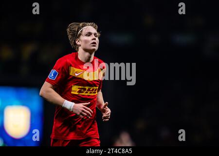 Broendby, Danimarca. 29 ottobre 2023. Andreas Schjelderup (8) dell'FC Nordsjaelland visto durante il 3F Superliga match tra Broendby IF e FC Nordsjaelland al Broendby Stadion di Broendby. (Foto: Gonzales Photo/Alamy Live News Foto Stock