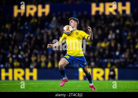 Broendby, Danimarca. 29 ottobre 2023. Mathias Kvistgaarden (36) di Broendby SE visto durante il 3F Superliga match tra Broendby IF e FC Nordsjaelland al Broendby Stadion di Broendby. (Foto: Gonzales Photo/Alamy Live News Foto Stock