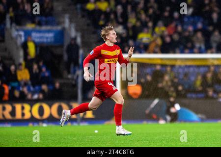 Broendby, Danimarca. 29 ottobre 2023. Conrad Harder (40) dell'FC Nordsjaelland visto durante il 3F Superliga match tra Broendby IF e FC Nordsjaelland al Broendby Stadion di Broendby. (Foto: Gonzales Photo/Alamy Live News Foto Stock