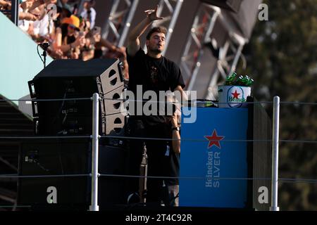 Città DEL MESSICO, Messico. 29 ottobre 2023. Martin Garrix, il DJ sul podio dopo il Gran Premio di F1 messicano tenutosi nel Magdalena Mixhuca Park nell'autodromo Hernando Rodriguez, Gran Premio di Formula 1 del Messico, Gran Premio di Formula 1 del Messico nel 2023, Formel 1 a Mexiko, Gran Premio del Messico di formule 1, immagine a responsabilità di pagamento, copyright © Ulises CUEVAS/ATP Images (CUEVAS Ulises/ATP/SPP) credito: SPP Sport Press Photo. /Alamy Live News Foto Stock