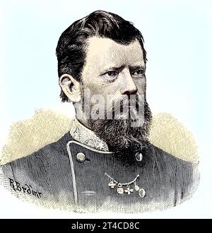 Deutsche Militärs im Deutsch-Französischen Krieg 1870 - 1871, BrigadeGeneral des Sanitätskorps MD von Fichte, Deutschland, Reproduktion eines Holzschnitts von 1882, digital verbessert / Military people of Germany in the Franco-Prussian War 1870 - 1871, Brigadier General of Medical Corps MD von Fichte, Germania, riproduzione di una legna del 1882, digitale migliorato Foto Stock