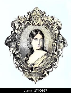 Maria Malibran, 24 anni. März 1808 - 23. Settembre 1836, War eine spanische Mezzosopranistin, die häufig sowohl Alt- als auch Sopranpartien sang und eine der berühmtesten Opernsängerinnen des 19. La guerra dei Jahrhunderts. Maria de la Felicidad Malibran, geb. Garcia, War eine franzoesische Opernsaengerin, Reproduktion eines Holzschnitts aus dem Jahr 1880, digital Verbessert / Maria Malibran, 24 marzo 1808 - 23 settembre 1836, è stato un mezzosoprano spagnolo che cantava comunemente sia contralto che soprano, ed è stato uno dei più famosi cantanti d'opera del XIX secolo. Maria de la Felicidad Malibran, geb. Foto Stock