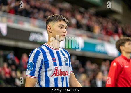 Silkeborg, Danimarca. 29 ottobre 2023. Tobias Slotsager di Odense BK visto durante il 3F Superliga match tra Silkeborg IF e Odense BK al Jysk Park di Silkeborg. (Foto: Gonzales Photo - Nicolai Berthelsen). Foto Stock