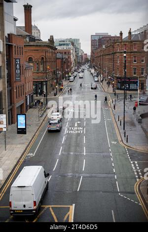 Deansgate a Manchester. Foto Stock