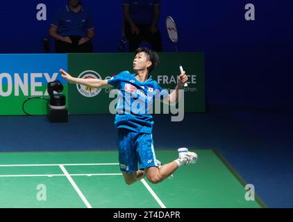 Yuta Watanabe del Giappone 1/2 DOPPIO MIXTE FINALE durante lo Yonex Internationaux de France 2023, Super 750 Badminton HSBC BWF World Tour il 27 ottobre 2023 alla Glaz Arena di Cesson-Svign, Francia - foto Laurent Lairys / DPPI Foto Stock