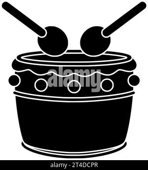 gioca con silhouette bongo nero illustrazione carnevale icona tribale logo goblet ritmo pelle batterista basso melodia festival cultura brasiliana africana legno Foto Stock